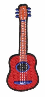 Opstrijkbare applicatie gitaar rood (5 stuks)