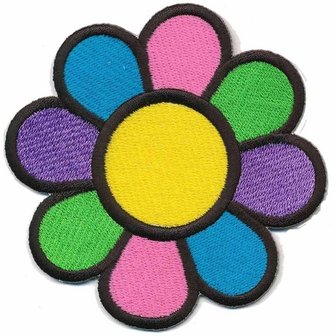 Opstrijkbare applicatie gekleurde bloem (5 stuks)