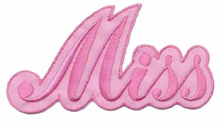 Opstrijkbare applicatie &#039;Miss&#039; roze (5 stuks)