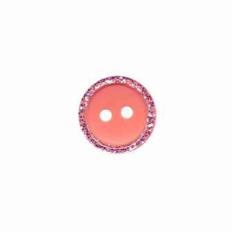 Knoop met glitter rand peach 11 mm (ca. 100 stuks)