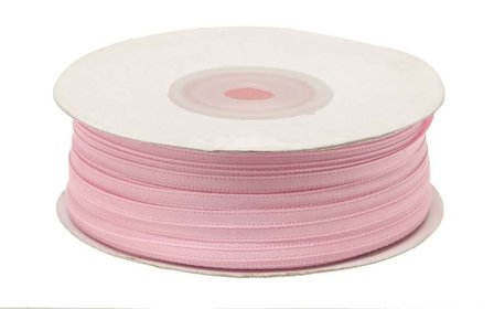 Roze dubbelzijdig satijnband 4 mm (ca. 90 m)