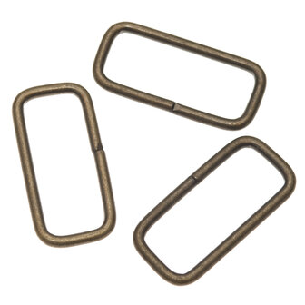 Metalen passant rechthoekig bronskleurig 38 mm (ca. 25 stuks)