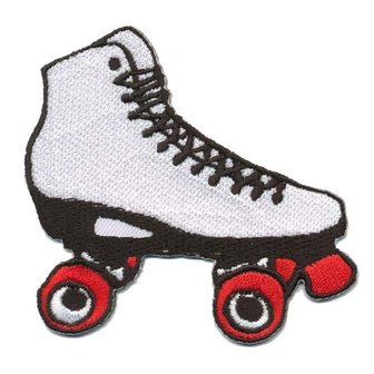 Opstrijkbare applicatie rollerskate wit (5 stuks)