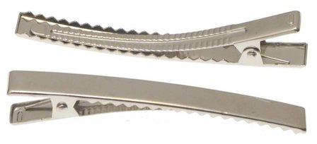 Alligator knipje rechthoekig zilver XXL 8 cm  (ca. 20 stuks)