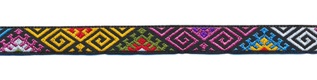 Sierband jacquard patroon geel-groen-roze-blauw-wit-rood 12 mm (ca. 22 m) - heel patroon