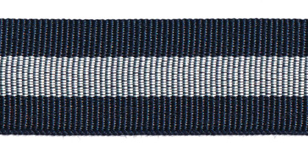 Donkerblauw-zilver-donkerblauw grosgrainband 25 mm (ca. 45 m)