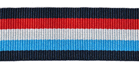 Donkerblauw-rood-wit-blauw-donkerblauw grosgrainband 25 mm (ca. 45 m)