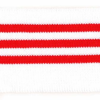 Boord wit met rode streepjes ca. 62 cm (6 stuks)