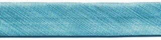 Licht blauw metallic gevouwen biaisband 13 mm (ca. 10 meter)