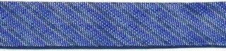 Kobalt blauw gestreept metallic gevouwen biaisband 13 mm (ca. 10 meter)