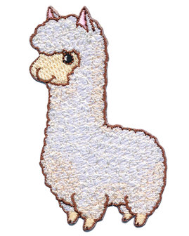 Opstrijkbare applicatie alpaca wit (5 stuks)