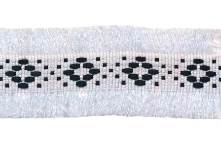 Wit 2-zijdig franjeband aztec-stijl 30 mm (ca. 5 m)