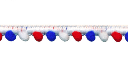 Bolletjesband rood-wit-blauw 10 mm (ca. 16 meter)