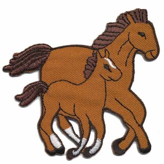 Opstrijkbare applicatie paardjes bruin (5 stuks)