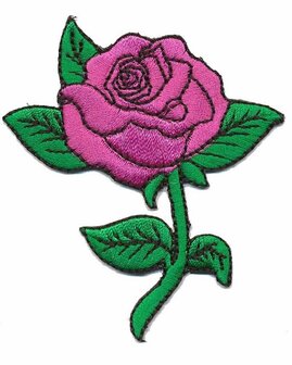 Opstrijkbare applicatie roos roze (5 stuks)