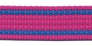 Tassenband 25 mm streep roze/blauw EXTRA STEVIG (ca. 5 m)