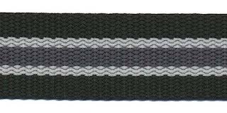 Tassenband 25 mm streep zwart/licht grijs/antraciet STEVIG (ca. 5 m)