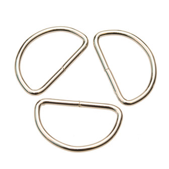 Metalen D-ring zilverkleurig 38 mm (ca. 25 stuks)