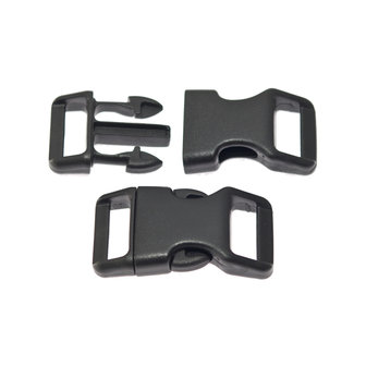 Curved side release plastic buckle black 20 mm (10, 50, 100, ... pieces)