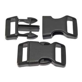 Curved side release plastic buckle black 25 mm (10, 50, 100, ... pieces)