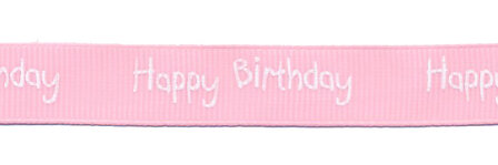 Rosa Ripsband Happy Birthday 16 mm (ca. 20 m)