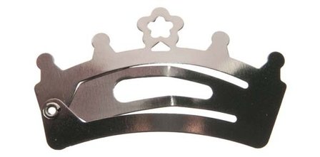 Klik-klak haarknipje kroontje zilver 4 cm  (ca. 20 stuks)