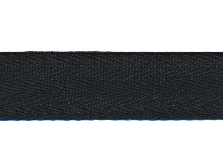 Zwart KATOENEN keperband 20 mm (ca. 50 m)