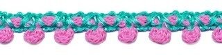 2-kleurig bolletjesband mint-roze 10 mm (ca. 16 meter)