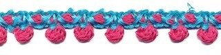 2-kleurig bolletjesband aqua-fuchsia 10 mm (ca. 16 meter)