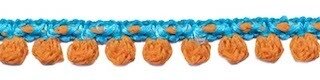 2-kleurig bolletjesband aqua-oranje 10 mm (ca. 16 meter)