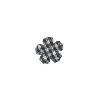 Applicatie geruite bloem zwart-wit mini 15 mm (ca. 100 stuks)