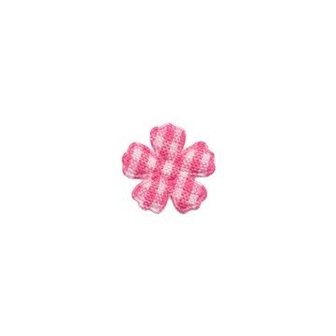 Applicatie geruite bloem fuchsia-wit mini 15 mm (ca. 100 stuks)