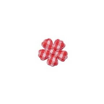 Applicatie geruite bloem rood-wit mini 15 mm (ca. 100 stuks)