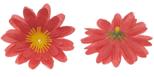 Gerbera rood stof klein ca. 6,5 cm (10 stuks)