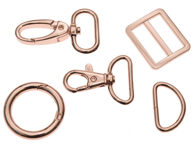 Metalen O-ring met musketonsluiting bronskleurig 25 mm (10 stuks)