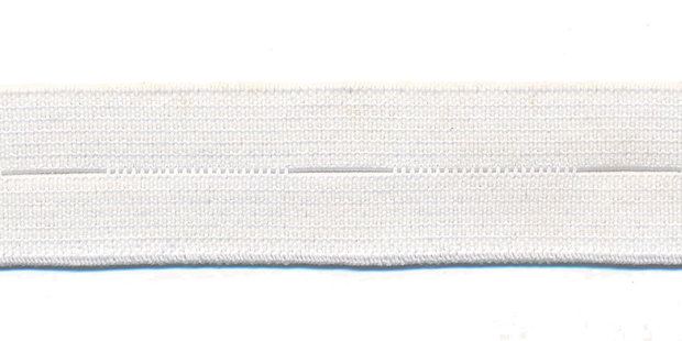 Wit knoopsgatenelastiek 18 mm (spoel van ca. 100 m)
