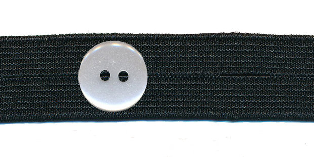 Zwart knoopsgatenelastiek 18 mm (spoel van ca. 100 m)