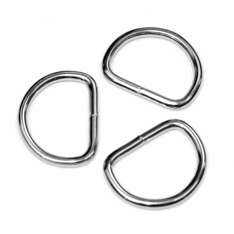 Metalen D-ring zilverkleurig ZWAAR 30 mm (ca. 25 stuks)