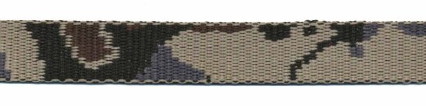 Tassenband 20 mm camouflageprint zwart/grijs/bruin/zand dubbelzijdig (ca. 5 m)
