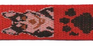 Tassenband 25 mm herder rood/zand/zwart (ca. 5 m)