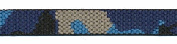 Tassenband 20 mm camouflageprint zwart/blauw/zand dubbelzijdig (ca. 5 m)