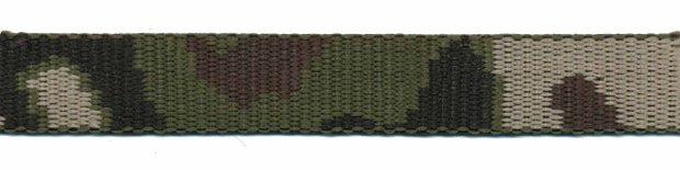 Tassenband 20 mm camouflageprint zwart/bruin/groen dubbelzijdig (ca. 5 m)