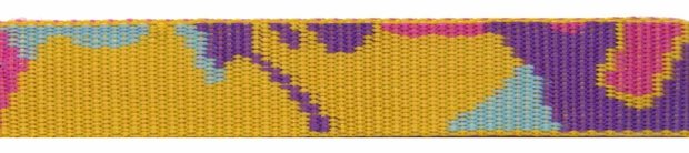 Tassenband 25 mm camouflageprint oranje/roze/paars dubbelzijdig (ca. 5 m)