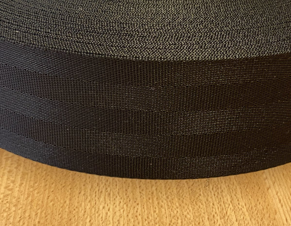 Tassenband autogordel-look 38 mm zwart - detail