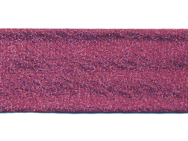 Fuchsia gevouwen lurex biaisband 30 mm (ca. 25 meter)