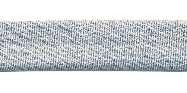 Zilver gevouwen lurex biaisband 18 mm (ca. 25 meter)