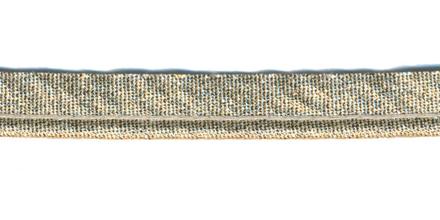 Goud lurex piping-/paspelband met 2 mm koordje (ca. 25 meter)