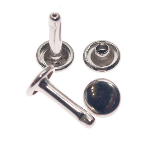 Holniet nikkelkleurig staal 9 mm met dubbele kop - EXTRA lange pin (15 mm)