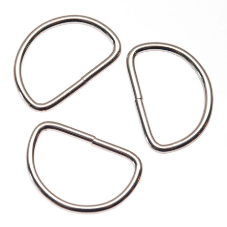Metalen D-ring zilverkleurig gelast 40 x 4,0 mm (1 stuk)