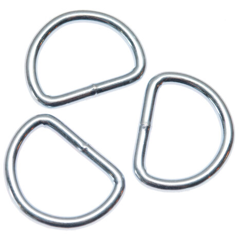 Metalen D-ring zilverkleurig gelast ZWAAR 35 x 5,0 mm (1 stuk), mat gegalvaniseerd